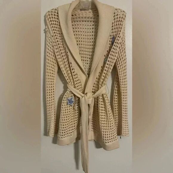 Canessa open-knit sea patch cardigan |Size 1x | 100%cotton | Made in Italy - Picture 3 of 11